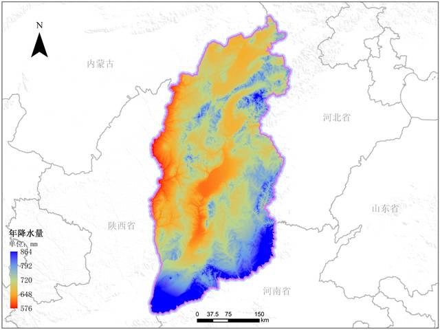 山西省2010年降雨量空间分布