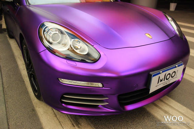 保时捷帕拉梅拉车身改色贴膜亚光电镀紫,美!(图)