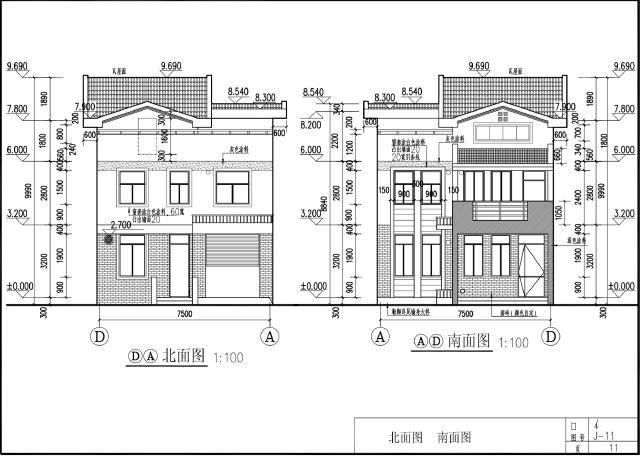 东立面图无窗,西边的窗户是天井凹进位置,其他无条件开窗.