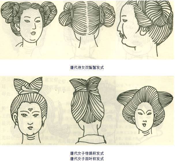 汉: 汉代女子的发式已发展得非常成熟了,发髻形制可谓千姿百态,名目