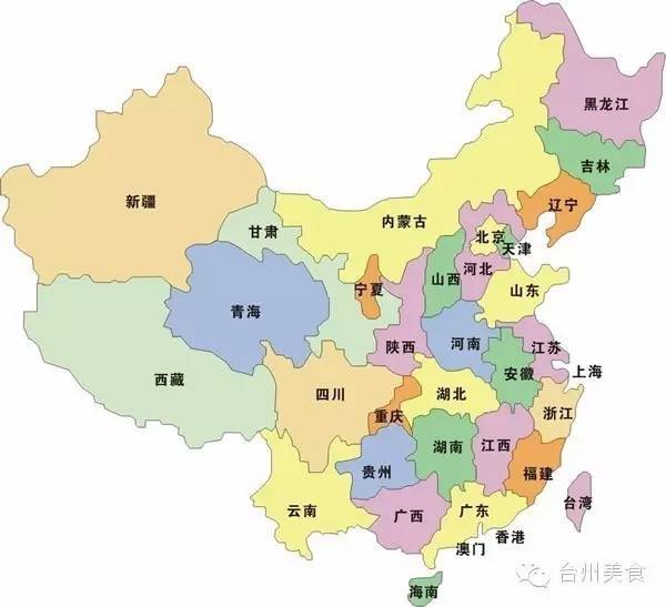 然而透过吃货的眼睛,中国的地图却是这样的