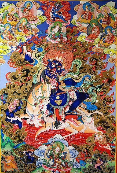 吉祥天母:又称吉祥天女,藏语称"班达拉姆,是藏密中一个重要女性护法