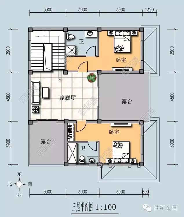 新农村自建房 3层12米x12米 平面合理含图纸预算