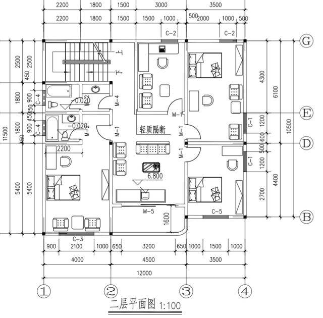 上人屋顶平面图