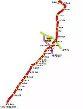 (点击可放大) 新的地铁11号线是几乎横穿江北新区的一条纵贯线,规划