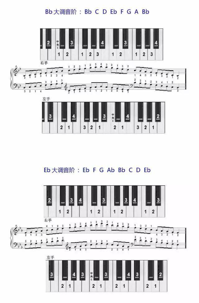 学琴必备——钢琴音阶指法图