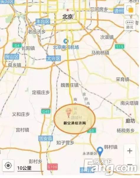 离新机场近的则是固安,永清,廊坊广阳区