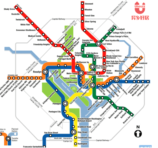 这其中包括地铁和公交两种,而地铁是华盛顿最便捷的交通方式,一般有