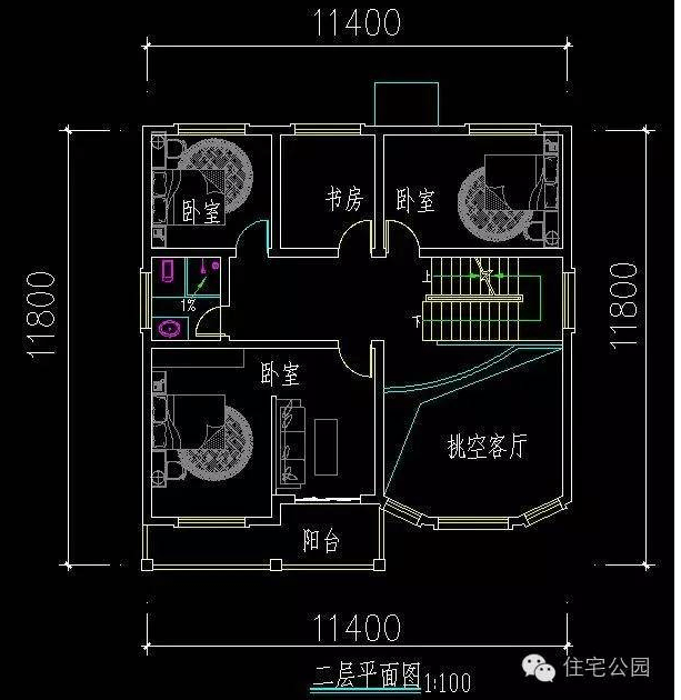 三层农村别墅自建11x11米设计图及效果图