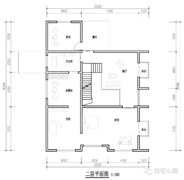 农村16.9x16.8米经典法式户型,典雅浪漫平面 装修