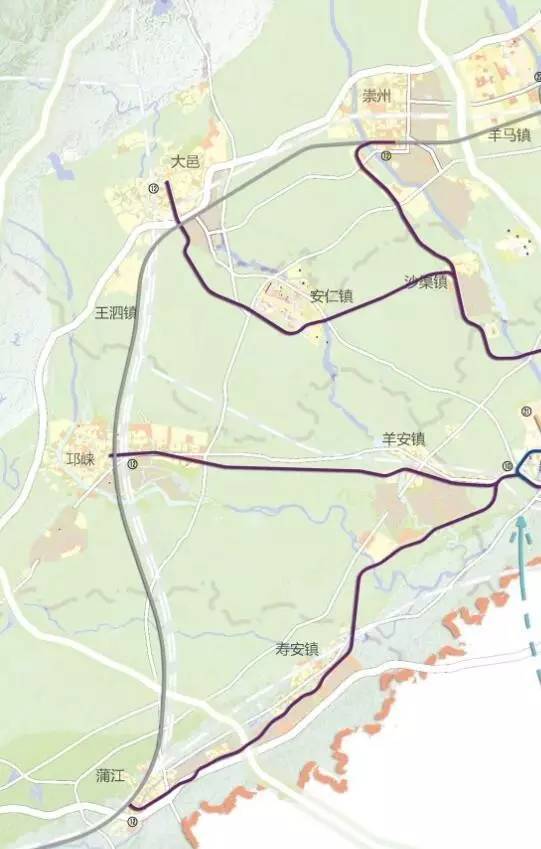 按《规划》,12号线将经过蒲江,大邑,邛崃,崇州4个县