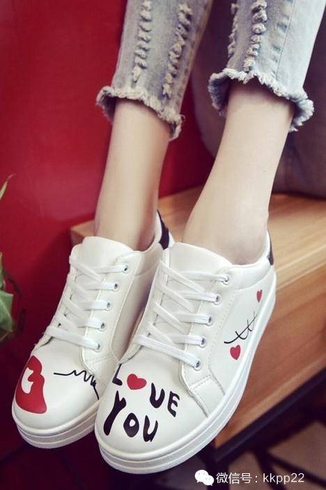 2016夏季新款手绘小白鞋女韩版系带平底休闲鞋运动鞋学生女板鞋潮