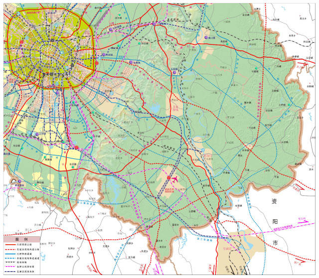 成都天府国际机场交通路网图