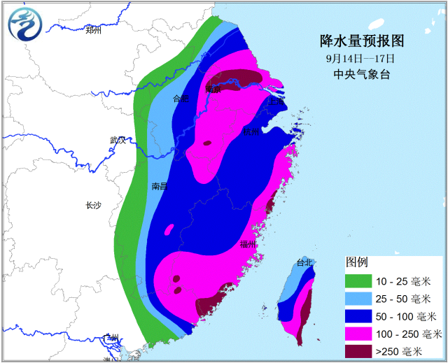 深圳降雨量在100-250毫米