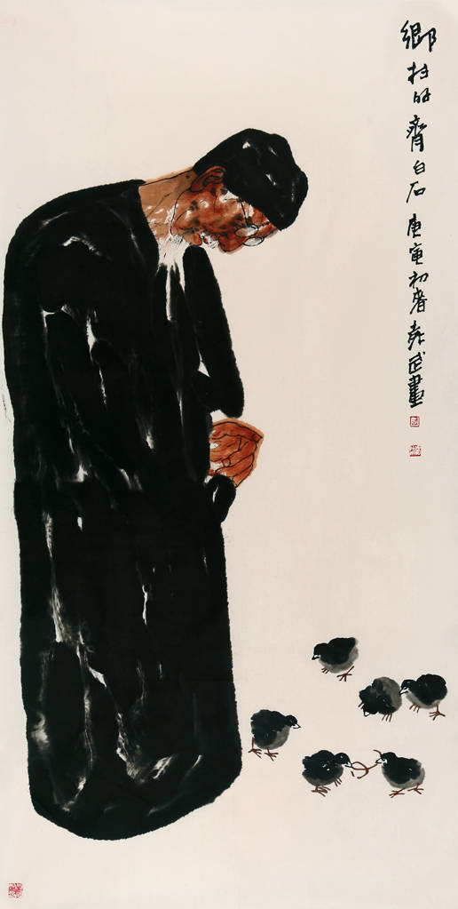 袁武四尺四尺人物画《乡村的齐白石》