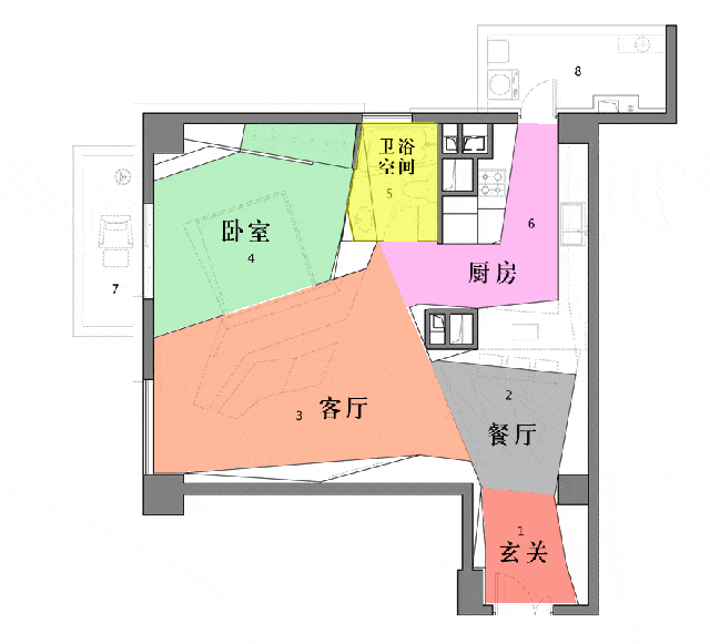 贵气的公寓设计以钻石切割为灵感的设计空间