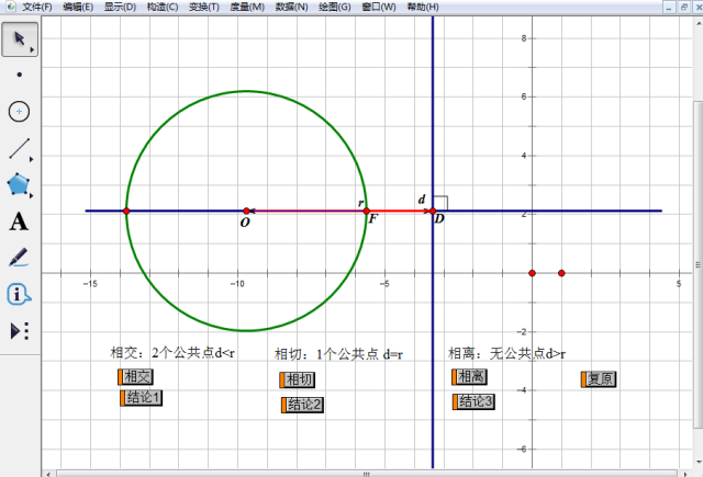 用几何画板演示直线与圆的位置关系