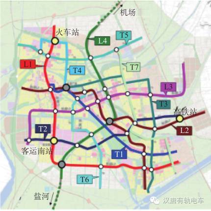 依托城市高铁站布局,淮安市远期拟规划建成地铁线路 4 条和有轨电车