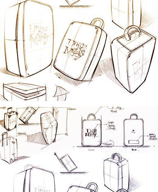 来自dignis的设计草图,耳机包分明就是当旅行箱来设计了.