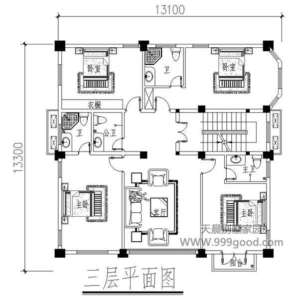 13x14米农村欧式别墅设计图,火遍全村的房子就是它