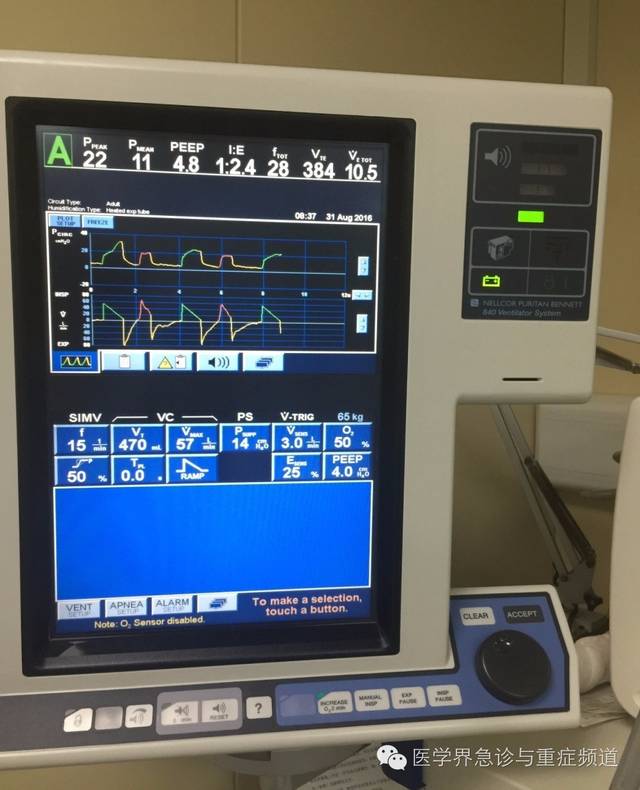 入院后给予的呼吸机参数