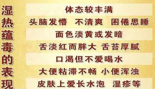 舌苔腻等症状……如果你也有这种情况就要警惕是否是体内湿热在作怪