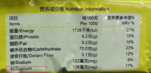 表中还应当标识强化后食品中该强化剂成分的含量及其占nrv的百分比