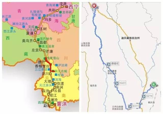 称多县→s312转g214→歇武镇→玉树县→巴塘乡→下拉秀乡→囊谦县