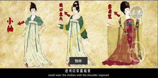 当时女性的穿着也愈发开放起来 初唐时期,女子的短襦都用小袖,紧身