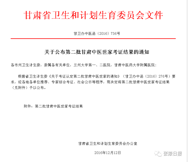 赞张掖5户家庭获评第二批甘肃中医世家民乐竟然有这么多家