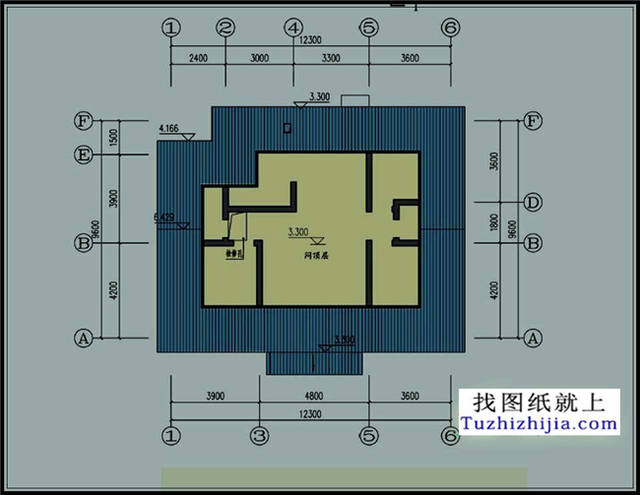 一层120平米平房别墅设计cad图纸