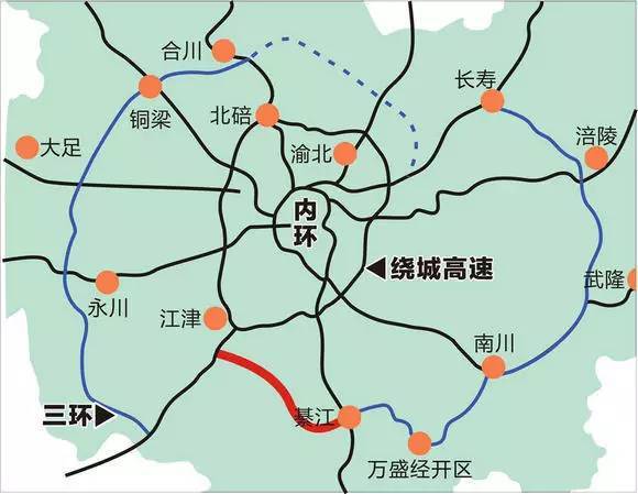 作为重庆三环高速的重要组成部分,江綦高速建成通车后,两地车程将由