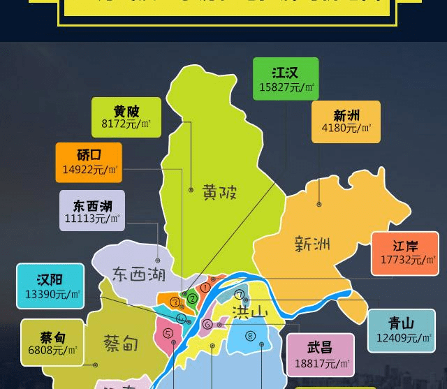 12月武汉房价地图:均价15127元,各区涨跌一览
