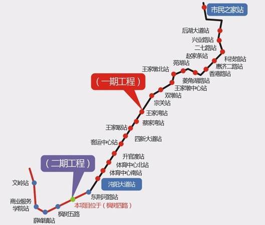 地铁6号线一期工程 线路走向:阳逻----武汉火车