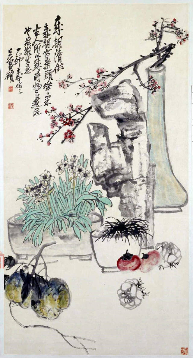 吴昌硕作为一名文人画家,也几乎每年都画《岁朝清供图,且多所变化