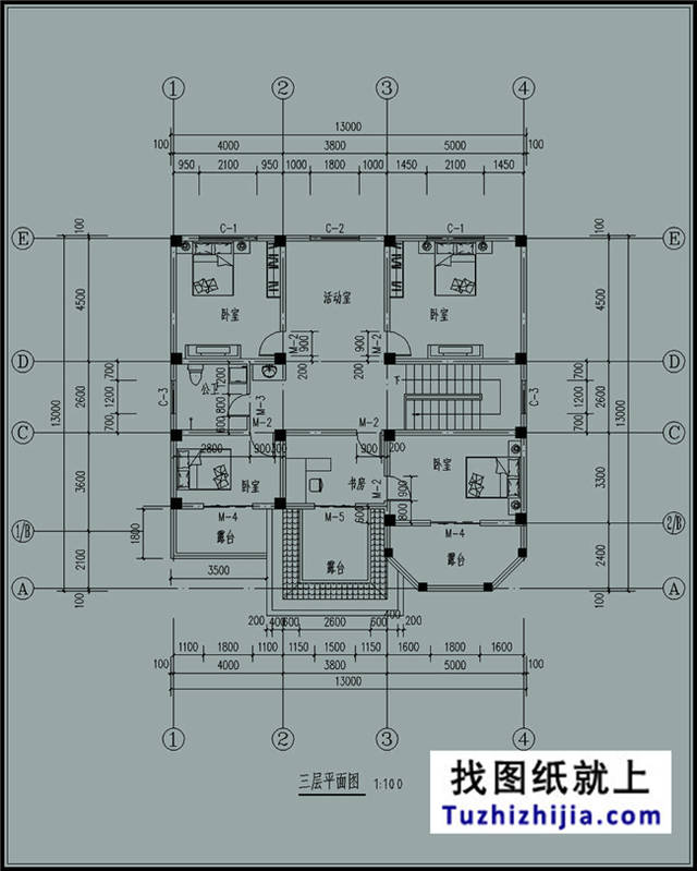 楼中楼现代新农村三层别墅设计施工图纸及效果图