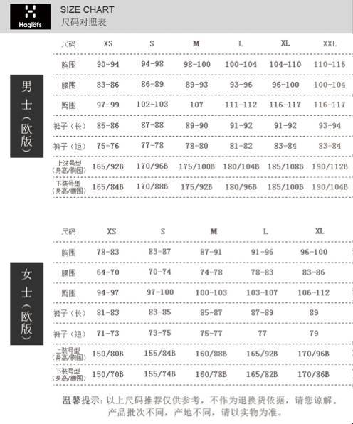 尺码选择对照表如下.