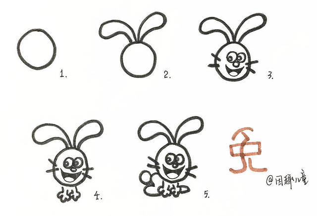 别人不会告诉你这样的兔子简笔画一学就会