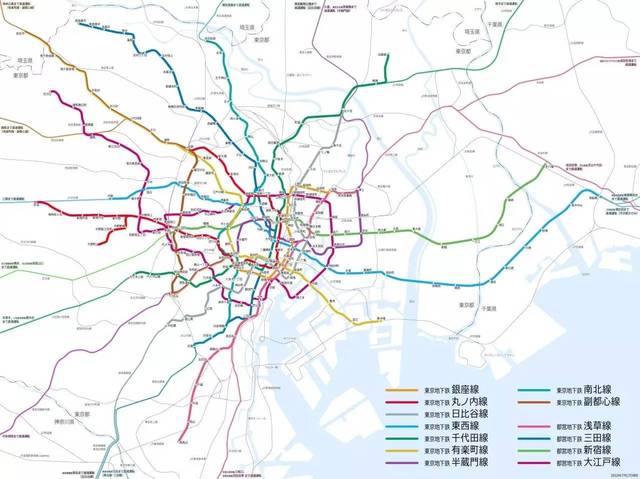 图11-2 东京圈主要轨道交通线路示意