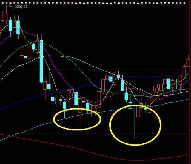这根下影线也是精确无比,不进逆转而且当日收阳线,可谓多方态势威猛无