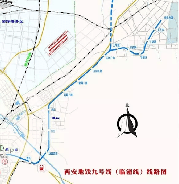 线路起点为地铁1,6号线终点站纺织城站,终点位于临潼区内的秦汉大道站