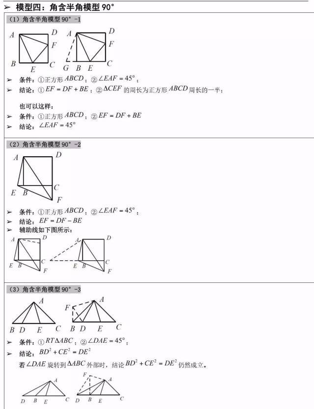 【数学知识点】初中几何模型大全,白送30分!