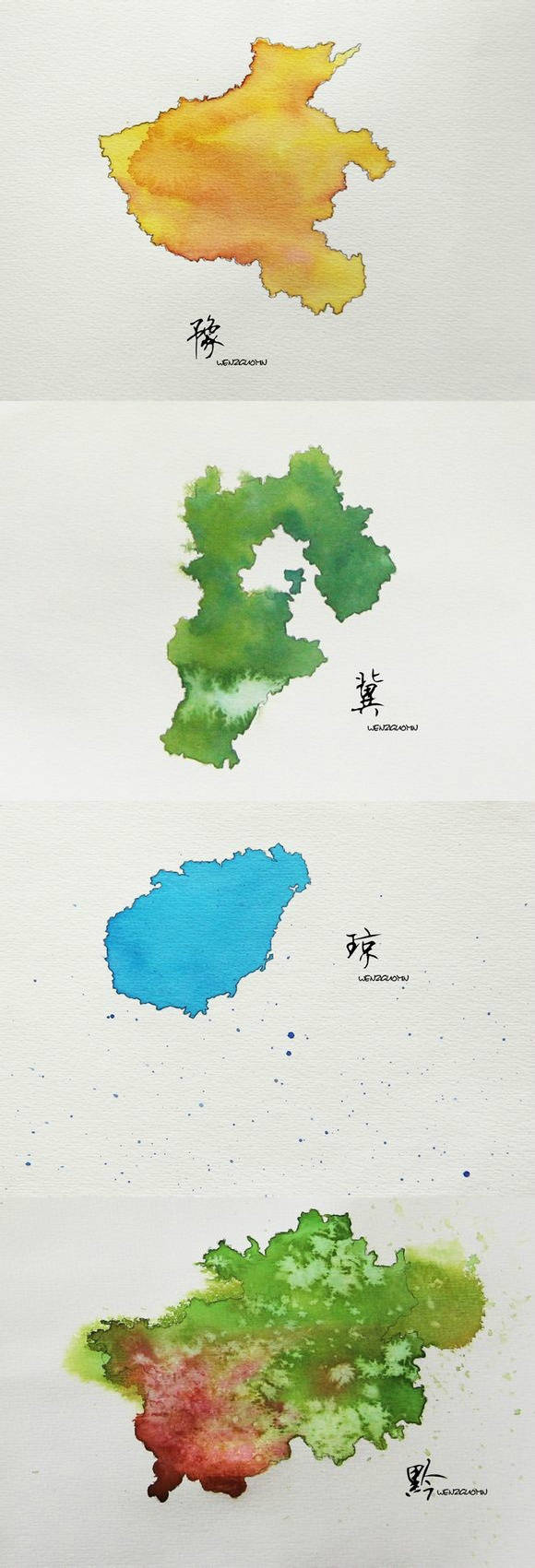 水彩画里的中国各省,你看见自己家乡了吗?