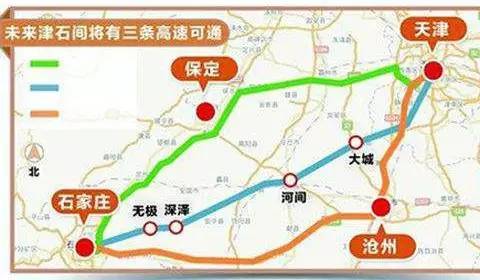 行驶高速公路有两条路线,一是走京石高速,过保定后经保津高速到天津