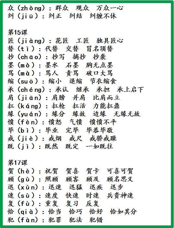 小学语文1-6年级生字组词!很实用,建议人手一份