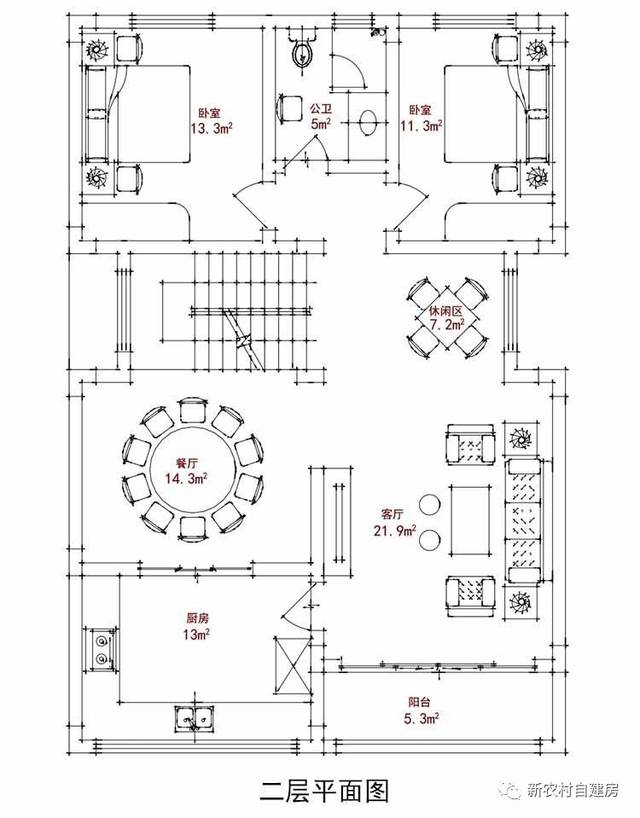 乡镇街道带门面自建房设计图,左右不开窗