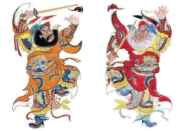 2,捉鬼门神一般画着钟馗,武将门神大都为秦叔宝和尉(yu)迟恭,祈福门神