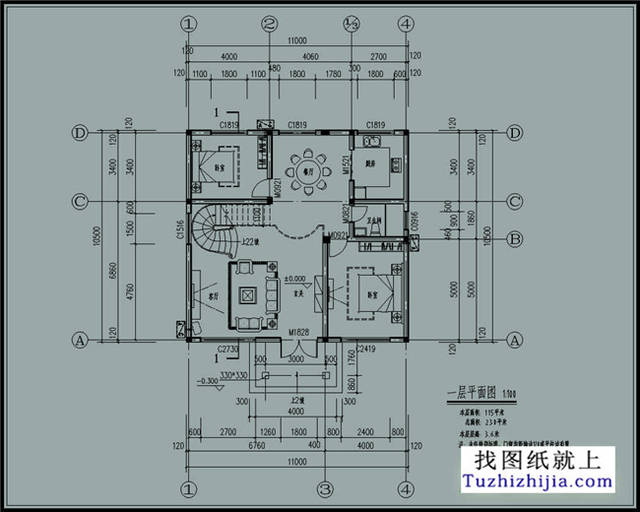 115平方米农村二层别墅设计,齐全图纸!