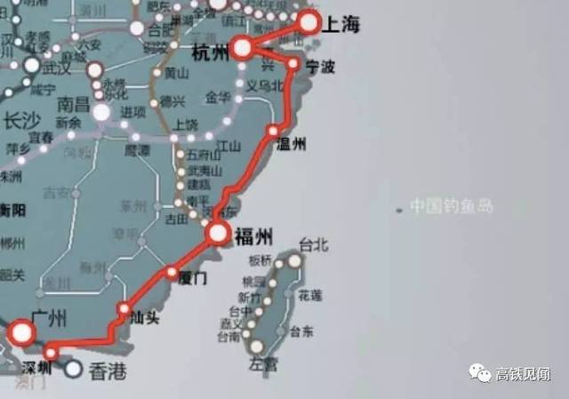 杭州至宁波(杭甬段)和宁波至深圳(甬深段)三段组成,由东南沿海铁路