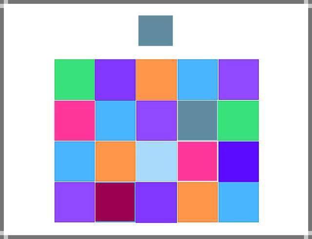 1,这是考验你的颜色分辨能力的图形,请找出与目标色块一样的方块